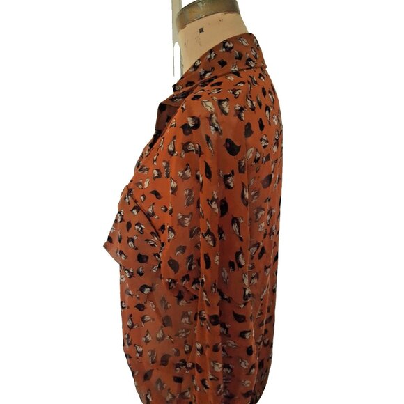 JoJo cute bird print sheer wrap tunic top shirt blouse women's size M - Picture 9 of 10
